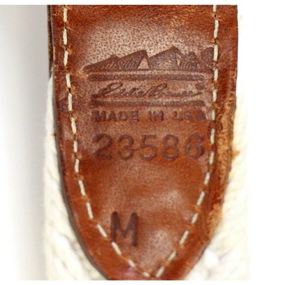 Eddie Bauer BROWN REAL LEATHER 1 1/8"Wd WOVEN WHITE CORD WOMEN'S BELT S/M (A47 - Picture 7 of 9